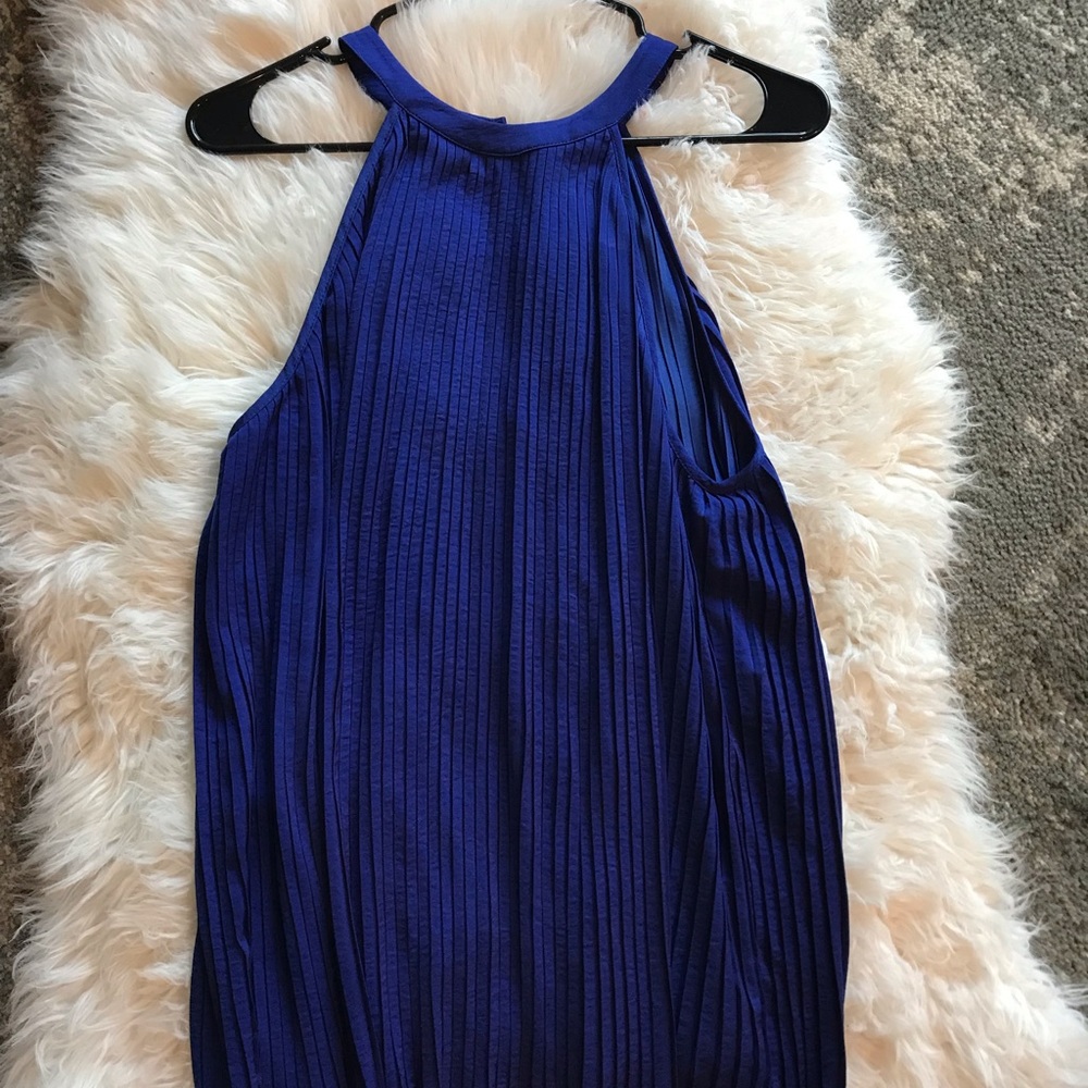 Laundry pleated tank top royal blue